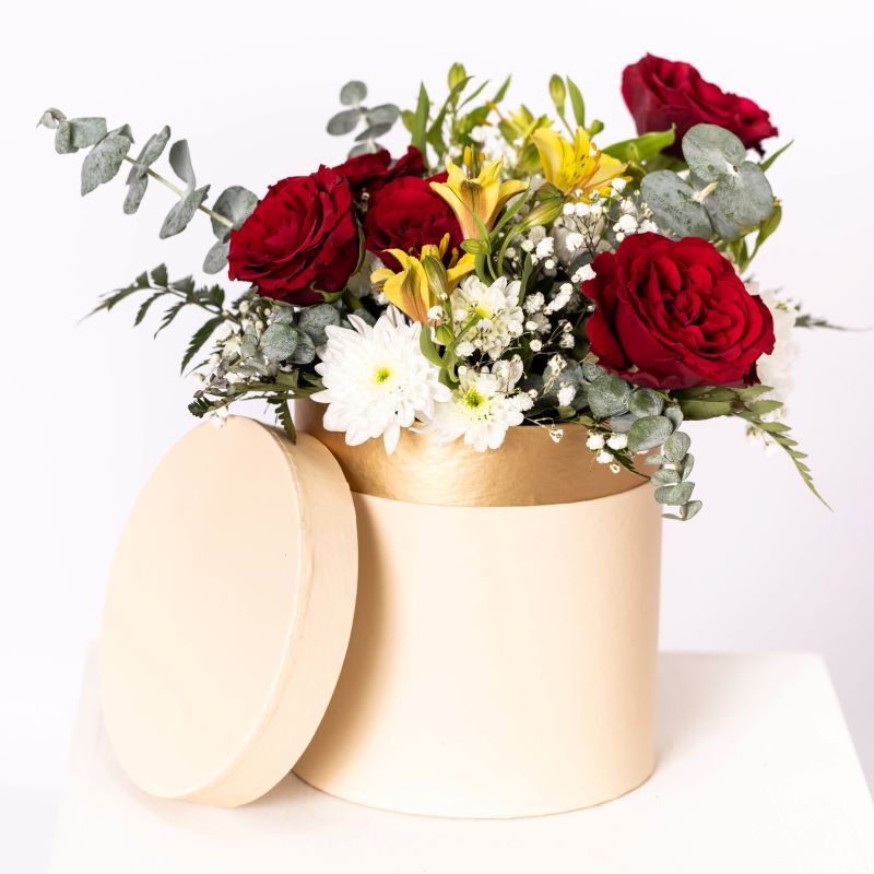 caixa de flores campestres